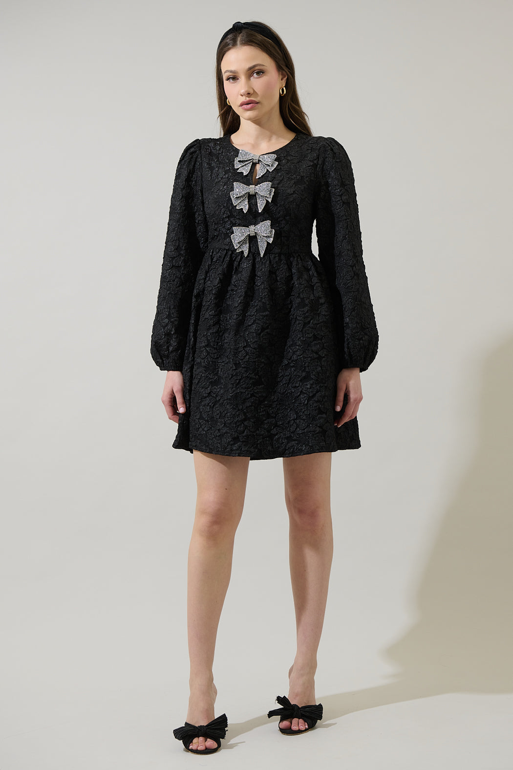 Arielle Jacquard Glow Bow Dress Black / XS by Sugarlips Arielle Jacquard Glow Bow Dress Black / XS by Sugarlips