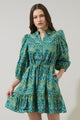 Nyra Paisley Jazlyn Split Neck Mini Dress