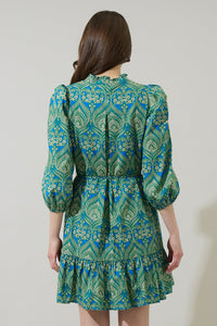 Nyra Paisley Jazlyn Split Neck Mini Dress