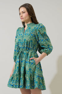 Nyra Paisley Jazlyn Split Neck Mini Dress