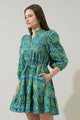 Nyra Paisley Jazlyn Split Neck Mini Dress