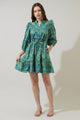 Nyra Paisley Jazlyn Split Neck Mini Dress