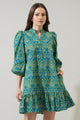 Nyra Paisley Jazlyn Split Neck Mini Dress