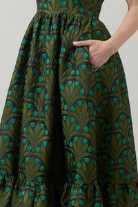 Aurra Jacquard Strapless Midi Dress