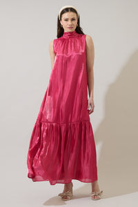 Maeva Organza Mockneck Maxi Dress