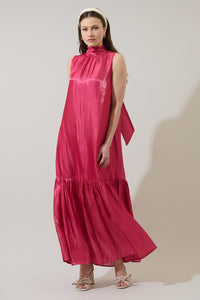 Maeva Organza Mockneck Maxi Dress