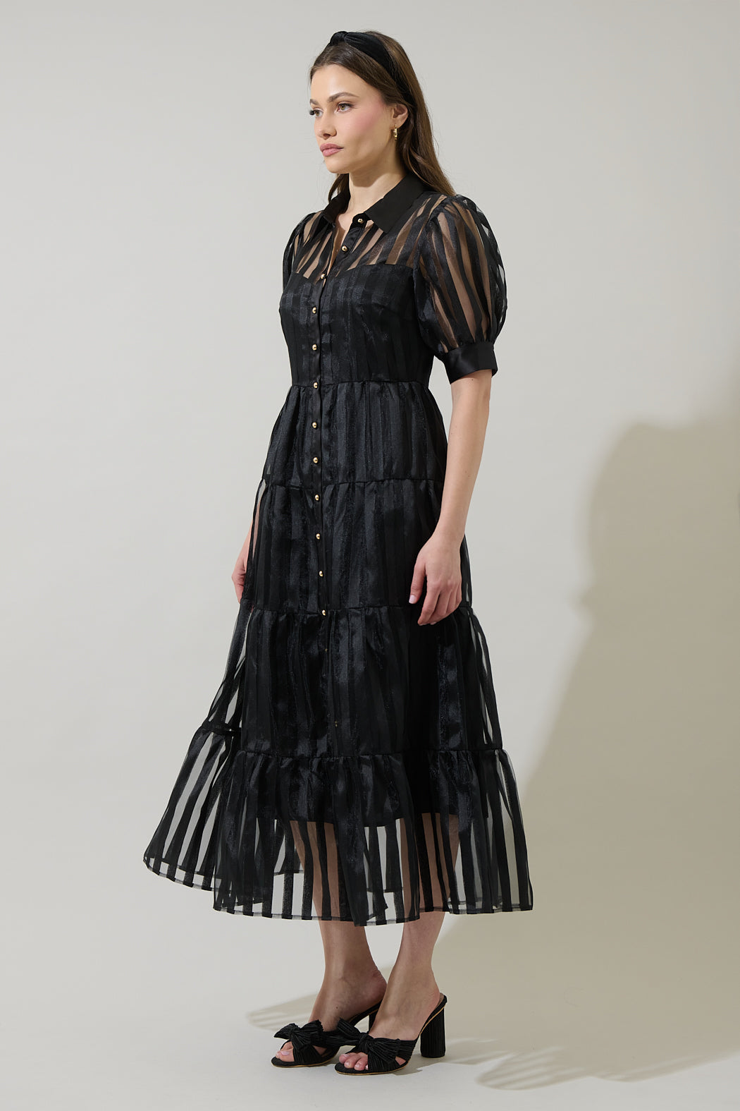 henley organza midi dress caslon Mixed Media Henley Midi Dress in Pink Dianthus at Nordstrom, Size 3X