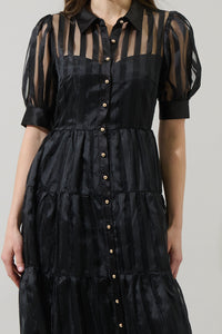 Kadi Striped Organza Midi Dress