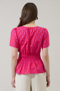 Vaila Floral Sarina Smocked Peplum Top