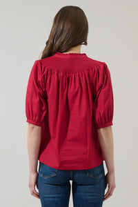 Narris Blossom Smocked Mock Neck Top