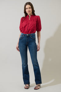 Narris Blossom Smocked Mock Neck Top