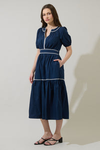 Taliah Puff Sleeve Midi Dress
