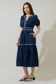 Taliah Puff Sleeve Midi Dress