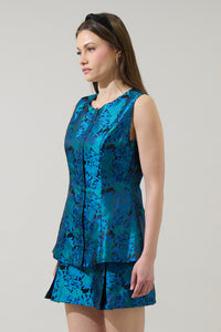 Farrah Jacquard Maize Sleeveless Top