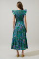 Vesper Geo Sunfire Tiered Midi Dress
