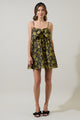 Thalia Jacquard Bow Tie Babydoll Mini Dress