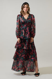 Briala Organza Sandy Pleated Maxi Dress