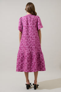 Arielle Jacquard Floral Ely Midi Dress