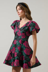 Noemie Jacquard Lara Flare Mini Dress