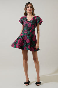 Noemie Jacquard Lara Flare Mini Dress