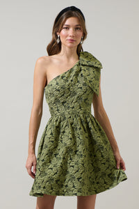 Arielle Jacquard Ivine Bow Mini Dress