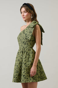 Arielle Jacquard Ivine Bow Mini Dress