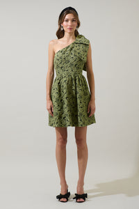 Arielle Jacquard Ivine Bow Mini Dress