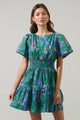 Vesper Geo Aylin Smocked Mini Dress