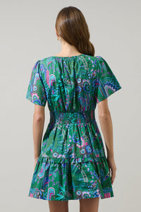 Vesper Geo Aylin Smocked Mini Dress
