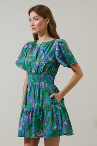 Vesper Geo Aylin Smocked Mini Dress