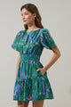 Vesper Geo Aylin Smocked Mini Dress