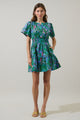 Vesper Geo Aylin Smocked Mini Dress