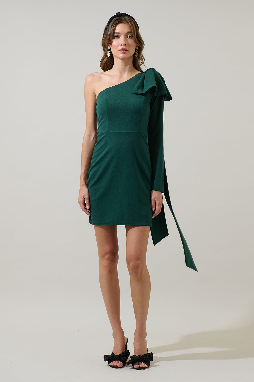 Renata One Shoulder Mini Dress Emerald / S by Sugarlips Renata One Shoulder Mini Dress Emerald / S by Sugarlips