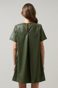 Polley Leather A-line Mini Dress