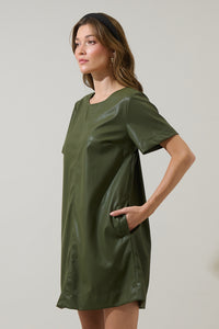 Polley Leather A-line Mini Dress