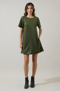 Polley Leather A-line Mini Dress