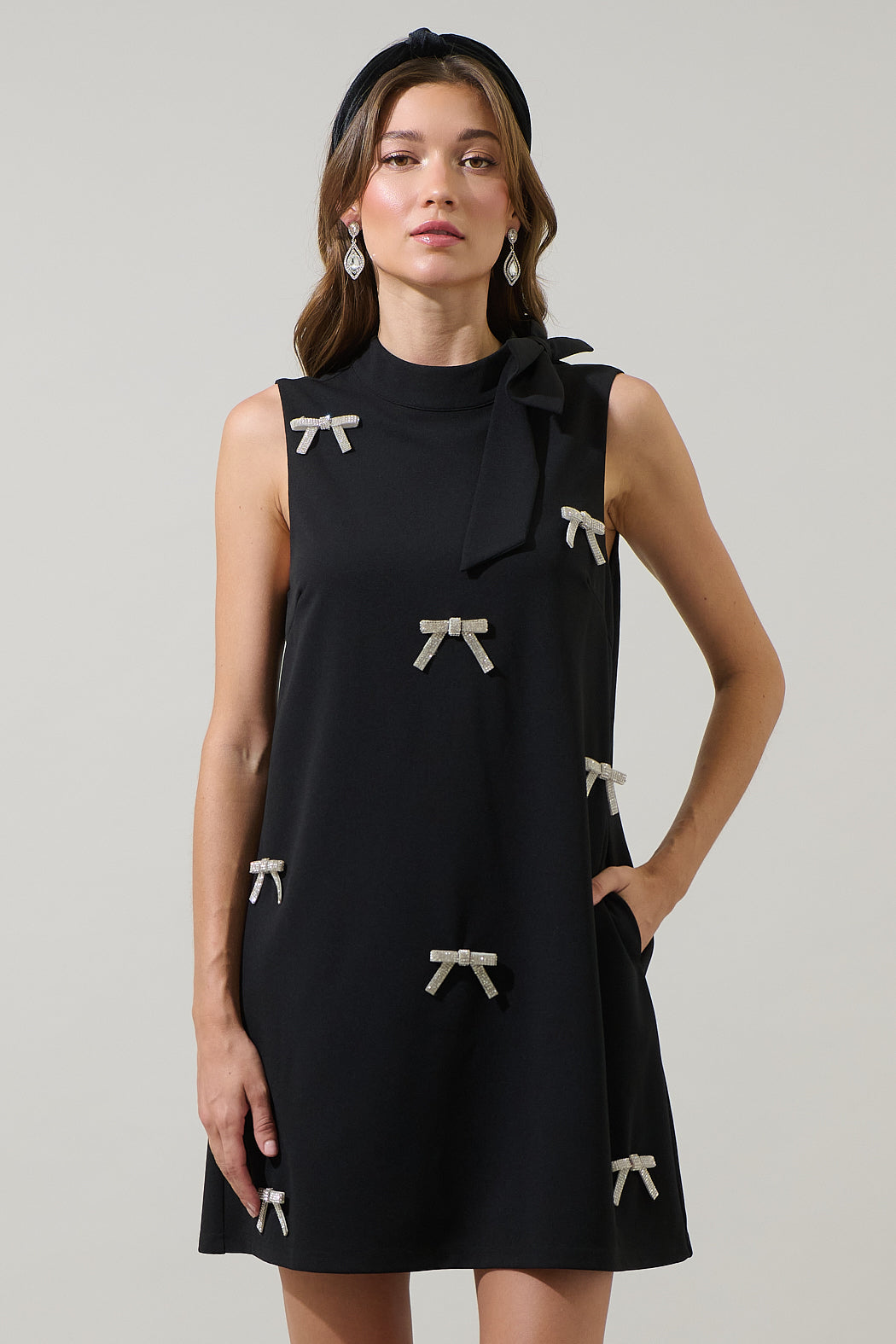 black shift mini dress Mavi Women's Linen Mini Shift Dress In Black