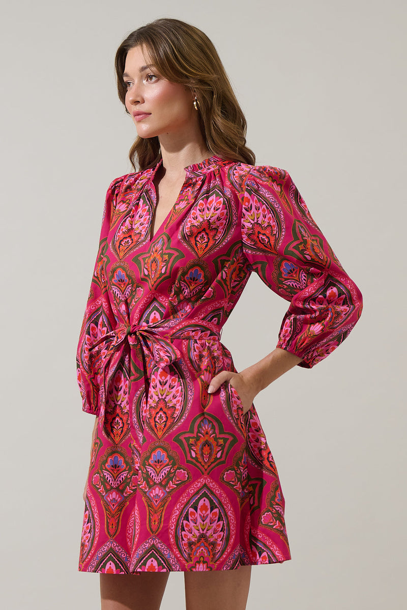 Azora Mini Azura Paisley Eira Poplin Mini Dress – Sugarlips