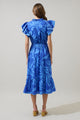 Emidora Floral Kiny Ruffle Midi Dress