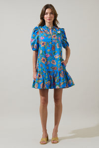 Anabelle Floral Rully Shift Mini Dress