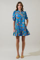 Anabelle Floral Rully Shift Mini Dress