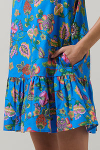 Anabelle Floral Rully Shift Mini Dress