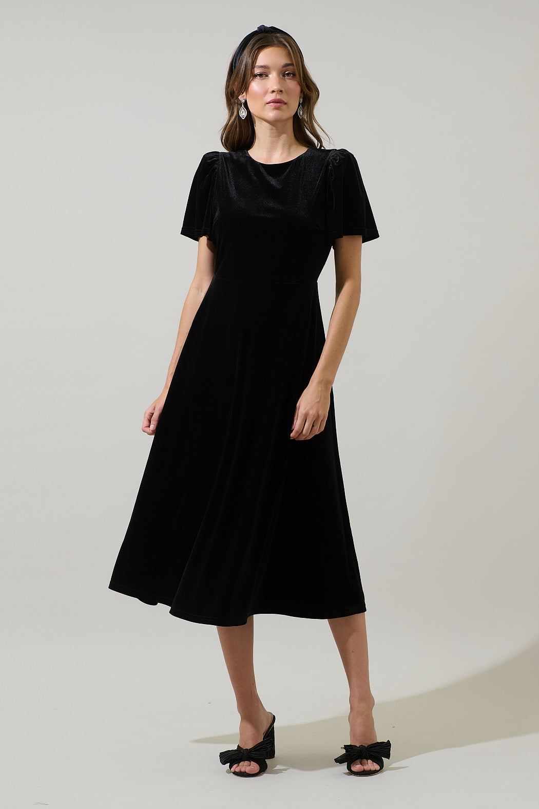 Mirba Velvet A-line Midi Dress MAGENTA / S by Sugarlips Mirba Velvet A-line Midi Dress MAGENTA / S by Sugarlips