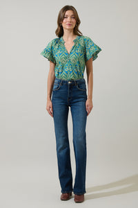 Nyra Paisley Macy Ruffle Top