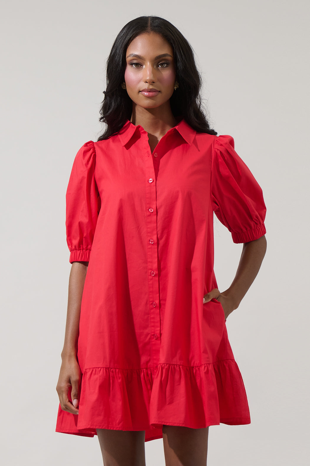 スーツ・フォーマル・ドレス LE'RURE Sleeve less scallop dress Red Scalloped Edge Shirt Dress – Sail to Sable
