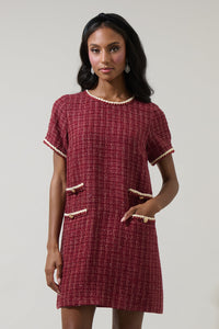 Haley Audrey Tweed Shift Mini Dress