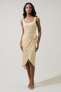Aileen Sequin Beli Wrap Midi Dress