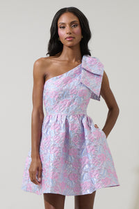 Mandy Jacquard Ivine Bow Mini Dress
