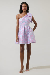Mandy Jacquard Ivine Bow Mini Dress