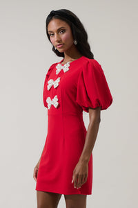 Cherry Belle Pearl Bow Mini Dress